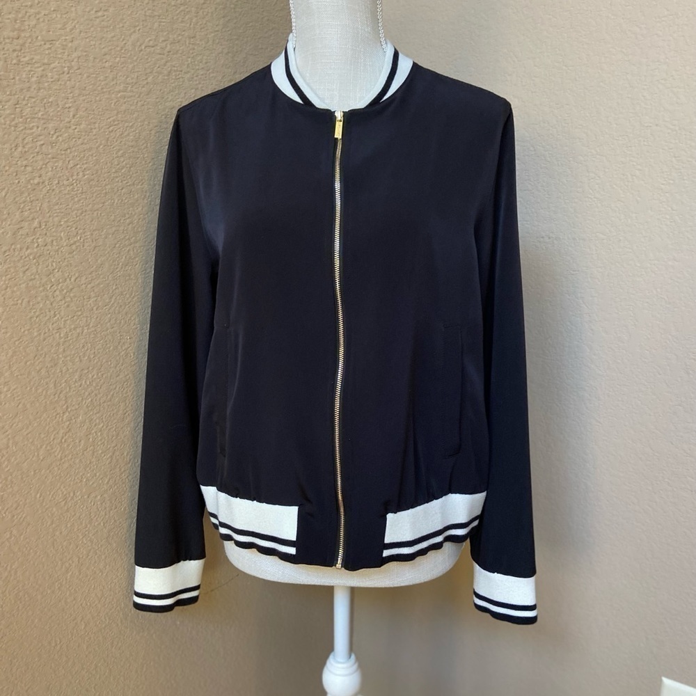 Calvin Klein Full Zip Striped Bomber Jacket, Women’s, S